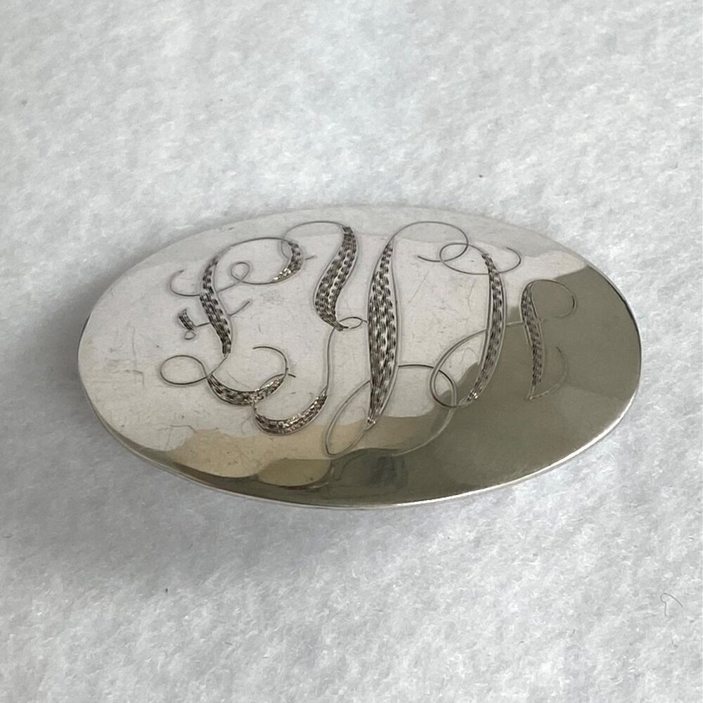 VTG Sterling Silver 925 IC James Craig Engraved Oval Monogram Brooch Pin HKF HFK - Picture 16 of 16